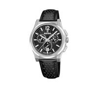 Festina Swiss Made Reloj Hombre Analógico de Cuero Negro - Movimiento de Cuarzo - Cronógrafo - Calendario - Cristal Zafiro Resistente - Resistente al Agua 10 ATM Elegante F20060/4 Rive Collection