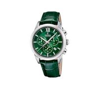 Festina Swiss Made Reloj Hombre Analógico de Cuero Verde - Movimiento de Cuarzo - Cronógrafo - Calendario - Cristal Zafiro Resistente - Resistente al Agua 10 ATM Elegante F20041/3 Chrono