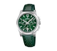 Festina Swiss Made Reloj Hombre Analógico de Cuero Verde - Movimiento de Cuarzo - Cronógrafo - Calendario - Cristal Zafiro Resistente - Resistente al Agua 10 ATM Elegante F20060/3 Rive Collection