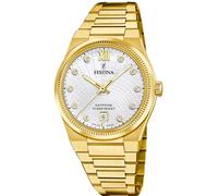 Festina Swiss Made Reloj Mujer Analógico de Acero Inoxidable 316l Dorado - Movimiento de Cuarzo - Cristal Zafiro Resistente - Resistente al Agua 10 ATM - Calendario F20058/1 - Rive Collection