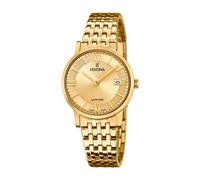 Festina Swiss Made Reloj Mujer Analógico de Acero Inoxidable 316l Dorado - Movimiento de Cuarzo - Cristal de Zafiro - Resistente al Agua 5 ATM - Calendario F20021/2 - Classic Steel
