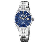Festina Swiss Made Reloj Mujer Analógico de Acero Inoxidable 316l Plateado - Movimiento de Cuarzo - Cristal Zafiro Resistente - Resistente al Agua 10 ATM - Calendario F20006/3 - Classic Steel