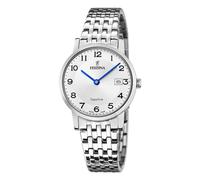 Festina Swiss Made Reloj Mujer Analógico de Acero Inoxidable 316l Plateado - Movimiento de Cuarzo - Cristal Zafiro Resistente - Resistente al Agua 5 ATM - Calendario F20019/4 - Classic Steel