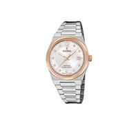 Festina Swiss Made Reloj Mujer Analógico de Acero Inoxidable 316l Plateado - Movimiento de Cuarzo - Cristal Zafiro Resistente - Resistente al Agua 10 ATM - Calendario F20037/1 - Rive Collection