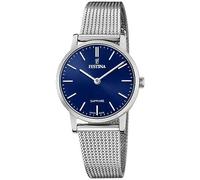 Festina Swiss Made Reloj Mujer Analógico de Acero Inoxidable 316l Plateado - Movimiento de Cuarzo - Cristal de Zafiro de Alta Resistencia - Resistente al Agua 5 ATM F20015/2 - Classic Steel