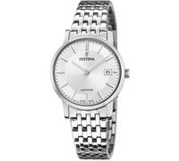 Festina Swiss Made Reloj Mujer Analógico de Acero Inoxidable 316l Plateado - Movimiento de Cuarzo - Cristal Zafiro Resistente - Resistente al Agua 5 ATM - Calendario F20019/1 - Classic Steel
