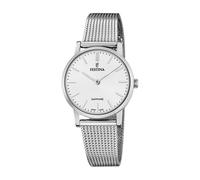 Festina Swiss Made Reloj Mujer Analógico de Acero Inoxidable 316l Plateado - Movimiento de Cuarzo - Cristal de Zafiro de Alta Resistencia - Resistente al Agua 5 ATM F20015/1 - Classic Steel