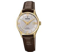Festina Swiss Made Reloj Mujer Analógico de Cuero Marrón - Movimiento de Cuarzo - Cristal Zafiro - Resistente al Agua 10 ATM - Elegante, Clásico y Vintage - Calendario F20011/2 - Classic Leather