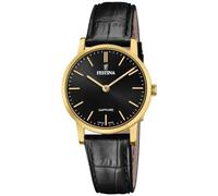 Festina Swiss Made Reloj Mujer Analógico de Cuero Negro - Movimiento de Cuarzo - Cristal de Zafiro de Alta Resistencia - Resistente al Agua 5 ATM - Elegante, Clásico y Vintage F20017/3