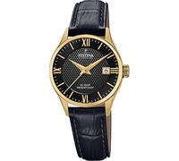 Festina Swiss Made Reloj Mujer Analógico de Cuero Negro - Movimiento de Cuarzo - Cristal Zafiro - Resistente al Agua 10 ATM - Elegante, Clásico y Vintage - Calendario F20011/4 - Classic Leather