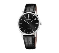 Festina Swiss Made Watch Black Leather Strap, Men's