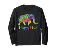 Festival de Colores India Elefante Hindú Feliz Holi Manga Larga