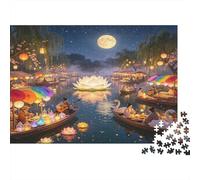 Festival de farolillos de Loto Junto al Lago Puzzle de 1000 Piezas Papel Puzzle para Adultos Escena Nocturna Ocio Familiar Regalo 38x26cm/1000pcs