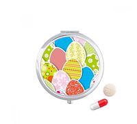 Festival de la cultura de huevo pascua lindos colores Travel bolsillo píldora caso medicina dispensador espejo regalo caja de almacenamiento