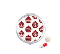 Festival de Navidad copo de nieve la línea roja Travel bolsillo píldora caso medicina dispensador espejo regalo caja de almacenamiento