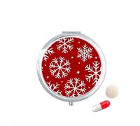 Festival de Navidad copo de nieve Rojo Travel bolsillo píldora caso medicina dispensador espejo regalo caja de almacenamiento
