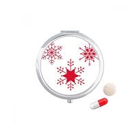 Festival de Navidad copo de nieve Rojo Travel bolsillo píldora caso medicina dispensador espejo regalo caja de almacenamiento