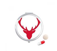 Festival de Navidad de Elk Avatar Rojo Travel bolsillo píldora caso medicina dispensador espejo regalo caja de almacenamiento