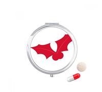 Festival de Navidad de hoja rojo Travel bolsillo píldora caso medicina dispensador espejo regalo caja de almacenamiento