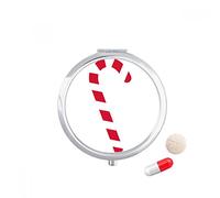 Festival de Navidad de muleta Rojo Travel bolsillo píldora caso medicina dispensador espejo regalo caja de almacenamiento