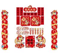 Festival de Primavera Artístico Coplas Suministros de Año Nuevo Chino Ventana China Papel de Año Nuevo Bandera China Chunlian Decoraciones Chinas Papel del Año (Color: G) (Color: E) (Color : F)