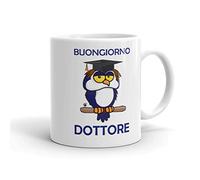 Festival dei Gufi - Taza para doctor con original búho graduación de café y desayuno para regalar - Buenos días doctor - para graduado Cerámica 350 ml