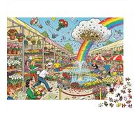 Festival del Mercado de Flores: La Revuelta del Amanecer Puzzle De Madera Impermeable Puzzles De 1000 Piezas para Adultos Colorido Rompecabezas para Decoración del Hogar