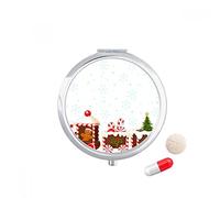 Festival Navidad Caramelos tren Travel bolsillo píldora caso medicina dispensador espejo regalo caja de almacenamiento