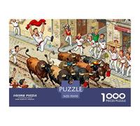 Festival Toro Corredor Español Puzzle De Madera Impermeable DIY Puzzles De 1000 Piezas para Adultos Divertido Rompecabezas para Decoración del Hogar