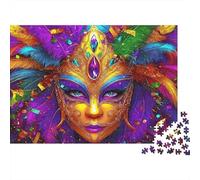 FestivalMáscaracun Plumas Rompecabezas 1000 Piezas Arte Máscara Carnaval Cartón Premium para Parejas Reunión Amigos para Decorar Oferta Mejor Regalo 70x50cm/1000pcs