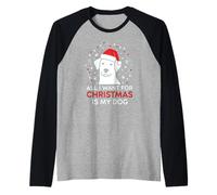 Festive All I Want is My Dog Canine Lover Christmas Camiseta Manga Raglan