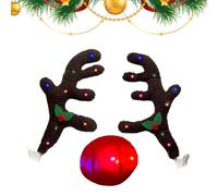 Festive Antler Trim - Reindeer Auto for Christmas | Light Up Plush Costume with Clip On Nose & Fun Exterior Ornaments for SUV Holiday Drives, Van Road Trips, Truck Parades and Passenger Excursions