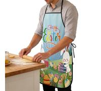 Festive Bunny Smock - Easter Rabbit Egg Apron, 12 Inch Floral Cooking Cover with Support, Linen Artist Tool with Charm, Smock Practical Organizer, Lifestyle Supplies for Farm, Holiday, Kitchen