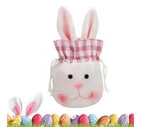 Festive Bunny Tote - Easter Drawstring Bag for Candy Treats | Plush Fabric with Cute Design, Large Party Favor Holder, Chocolate Goodie Storage for Home School Office