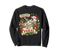 Festive But Feral Opossum Christmas Funny Sudadera