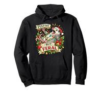 Festive But Feral Opossum Christmas Funny Sudadera con Capucha