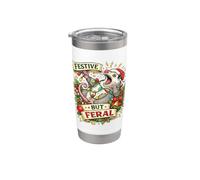 Festive But Feral Opossum Christmas Funny Vaso térmico de acero inoxidable de doble pared