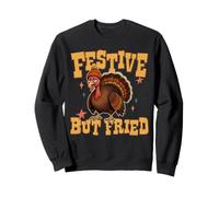 Festive But Fried Turkey Thanksgiving Tired Mom, Dad, Family Sudadera