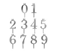 Festive Candle Holder - Metal Number Stand for Party Cakes | Stainless Steel Silver Finish, Reusable 10 Pieces 0-9, Family Friends Celebration, Bakers Holiday Indoor Birthday