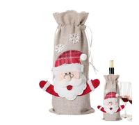 Festive Christmas Burlap Wine Bottle Covers | Drawstring Bags for Red Wine | Ideal for Holiday Travel, Weddings, and New Year | Charming Wine Decor for Special Occasions, B, riferimento Alla