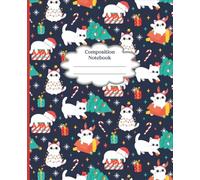 Festive Christmas Cat Composition Notebook: 7.5 x 9.25 Inch | 100 College-Ruled Pages | Cute White Cat in Santa Hat Cover | Perfect for School, Journaling, and Holiday Gifts