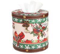 Festive Christmas Tissue Holder | Adorable Tissue Box Cover with Christmas Car Design | Cylinder Tissues Holder for Holiday Home Decor | Perfect for Adding Holiday Spirit to any Room