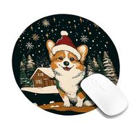 Festive Corgi - Alfombrilla de mouse de invierno, lindo perro con sombrero de Papá Noel y diseño de copos de nieve, antideslizante, lavable, alfombrilla de mouse para juegos para el hogar y la oficina