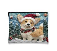 Festive Corgi - Bolsa de maquillaje con diseño de perro fantástico, bolsa de viaje para mujeres, organizador portátil de lona con cremallera, bolsa de aseo para el cuidado de la piel de vacaciones, 7