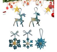 Festive Decorations - Elegant Snowflake and Reindeer Ornaments | Charming Flower Deer Snowflake Hanging Decor For Tree Home Party | Christmas Ornaments - Holiday Decoration Accessories