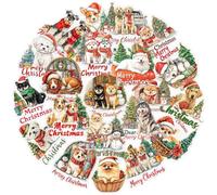 Festive Dog Decals - Christmas Stickers for Crafts | 56-Piece Holiday Sticker Pack for Scrapbooking Phone Case Home Office Indoor Outdoor Decor Art Party Supplies, Cheerful Pet Theme