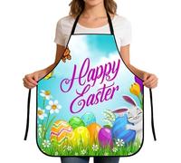 Festive Easter Design: The easter apron features cheerful bunny egg print