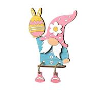 Festive Easter Display - Seasonal Tabletop Tiered Tray Decor, 8 Inch Wooden Sign with Charm, Gnome Accent Pair with Style, Holiday Room Decoration, Celebration Supplies for Home, Apartment, Kitchen