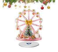 Festive Ferris Wheel - 2D Rotating Centerpiece for Christmas | Acrylic with Tree Design Accent, Lightweight 30g Table Ornament, Holiday Decor for Tiered Tray Party Wedding Thanksgiving Fireplace