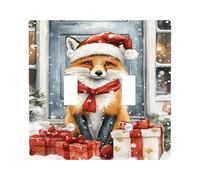 Festive Fox - Placa de cubierta para interruptor de luz, diseño de zorro de Papá Noel rojo para decoración navideña, placa de pared termoplástica, tamaño estándar, doble palanca